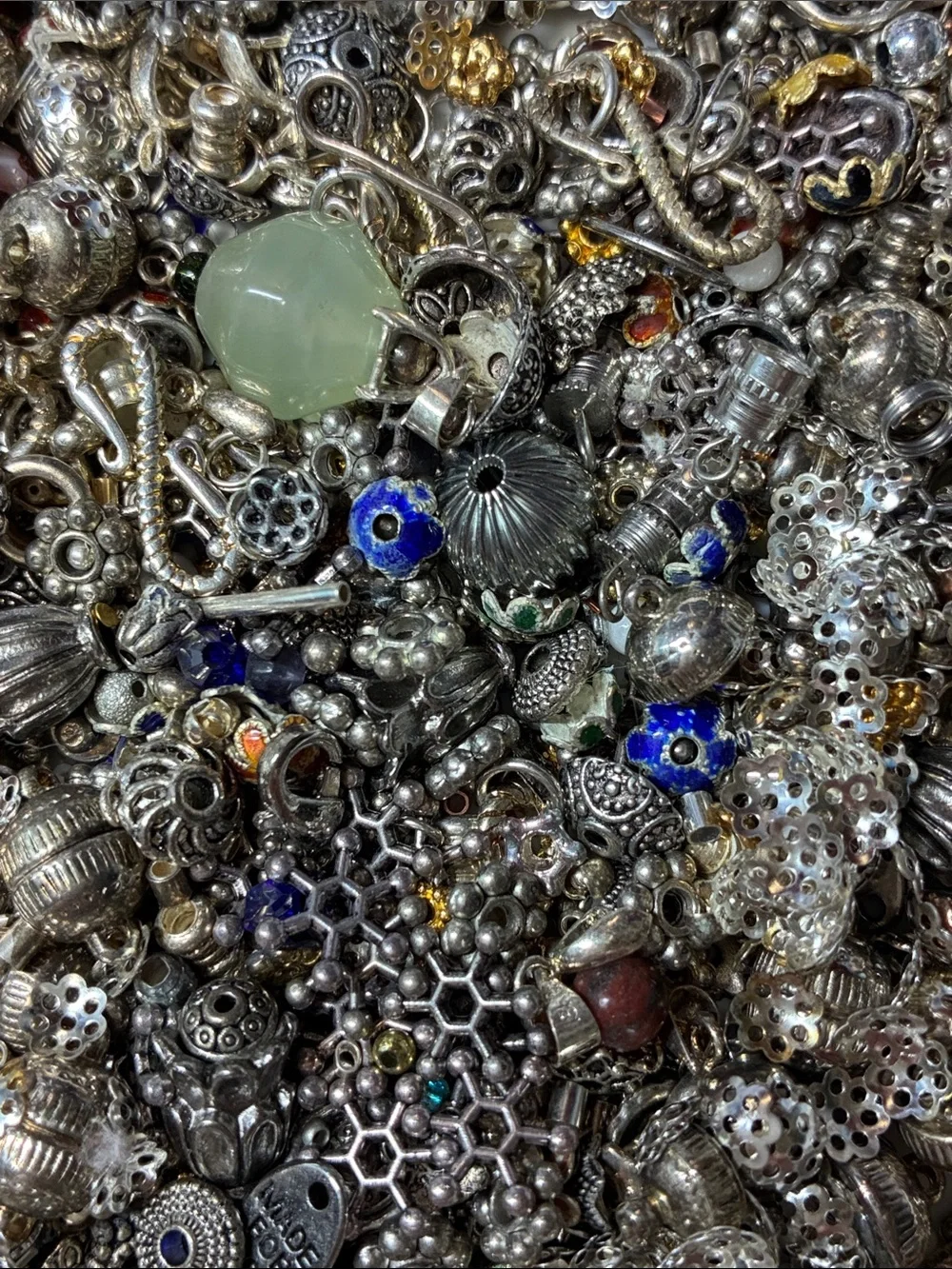 Lot of 2+ pounds of silver and gold colored jewelry making findings